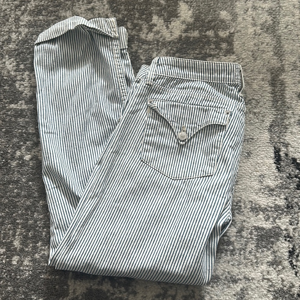 Hudson womens cropped straight cuffed pants, stripped size 29